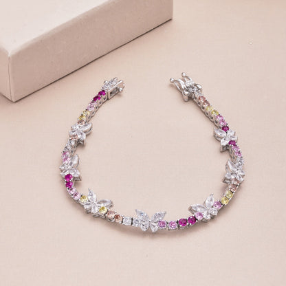 [Vivid Aurora]Ornate Colorful Butterfly Shape Round Cut Daily Bracelet