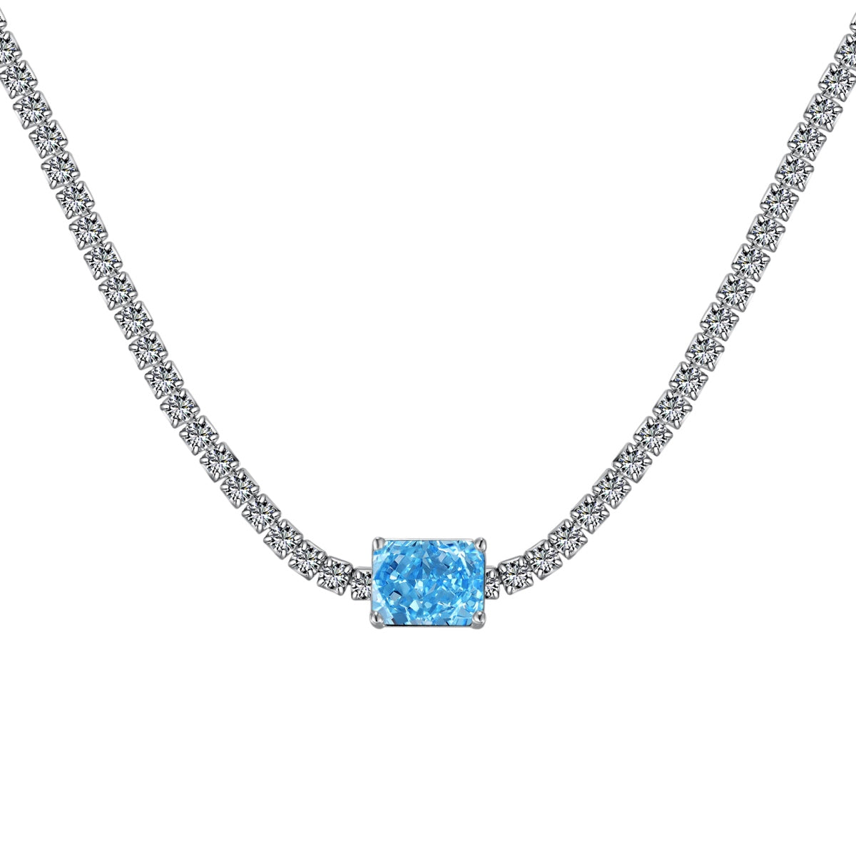 [Vivid Aurora]2.0 carat Ornate Emerald Cut Necklace