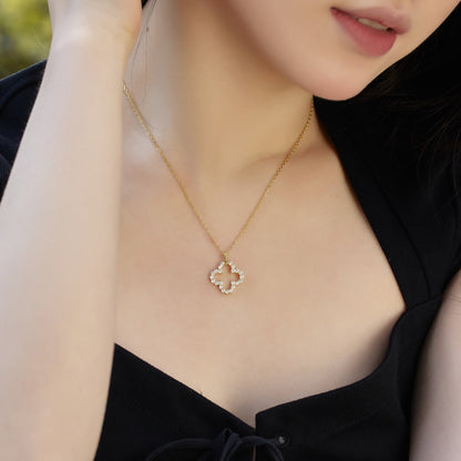 [Vivid Aurora]Four-Leaf Clover Hollow Design Exquisite Necklace