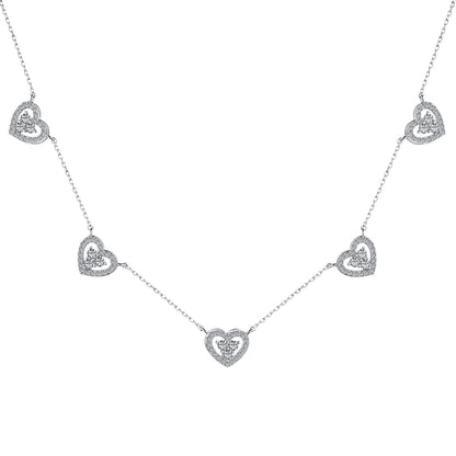 [Vivid Aurora]Sparkling Five Heart Necklace