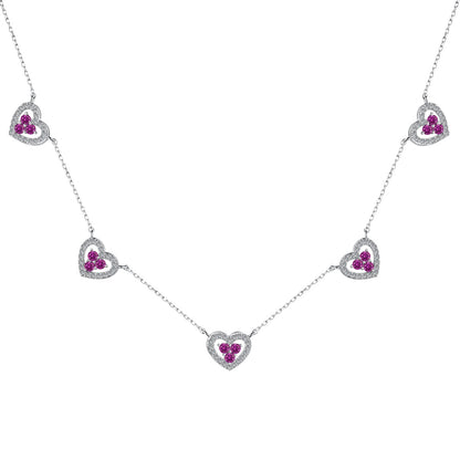 [Vivid Aurora]Sparkling Five Heart Necklace