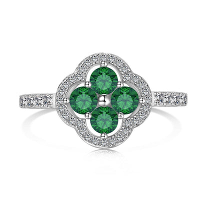 [Vivid Aurora]Four Leaf Clover Flower Design Ring