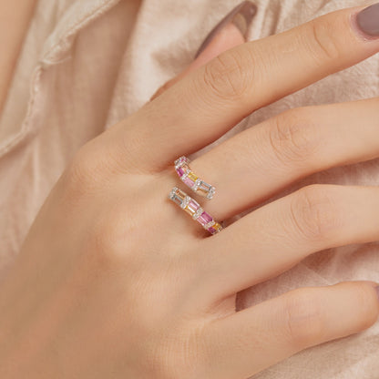 [Vivid Aurora]Charming Colorful Radiant Cut Adjustable Daily Ring