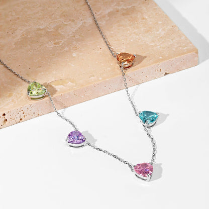 [Vivid Aurora]Sparkling Colorful Heart Cut Necklace