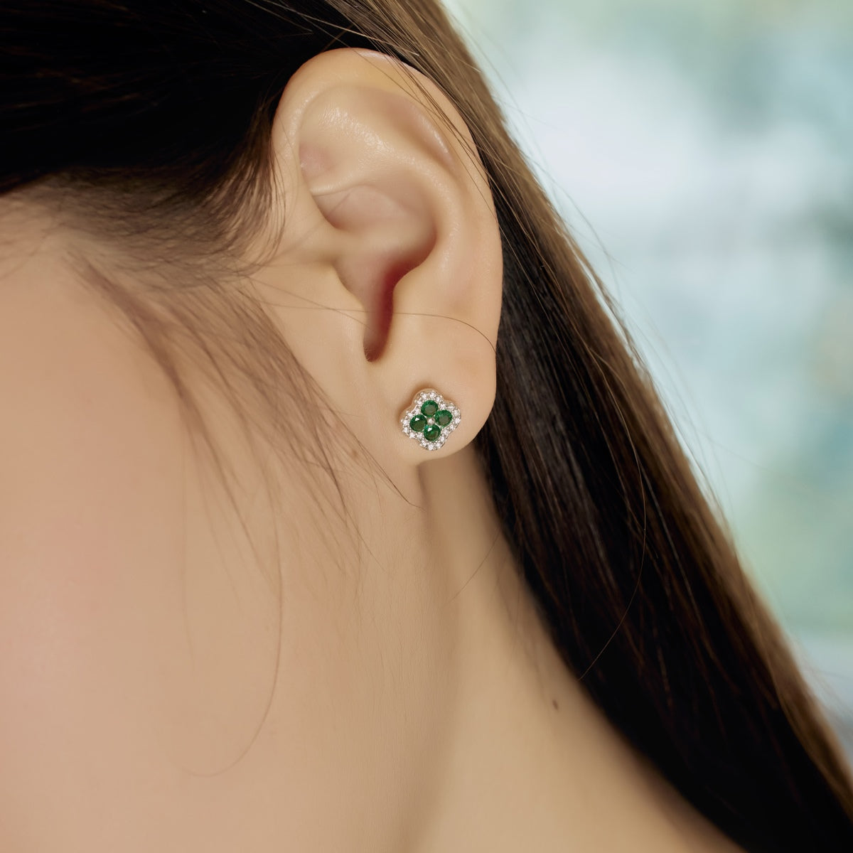 [Vivid Aurora]Four-Leaf Clover Flower Shaped Earrings