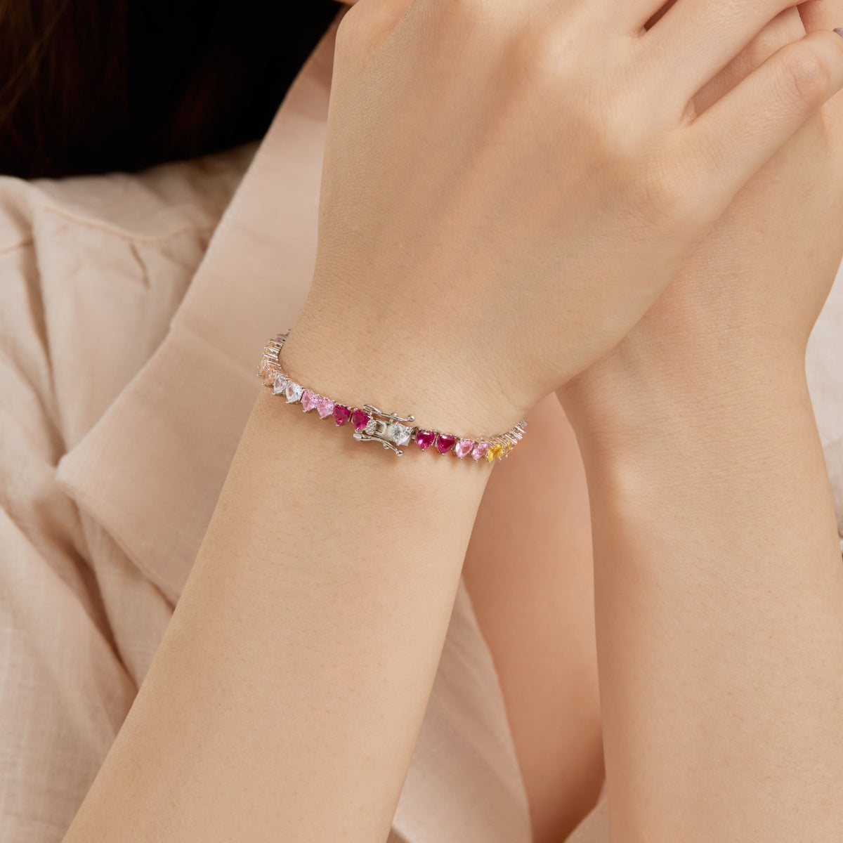 [Vivid Aurora]Luxurious Colorful Romantic Heart Shape Lover Bracelet