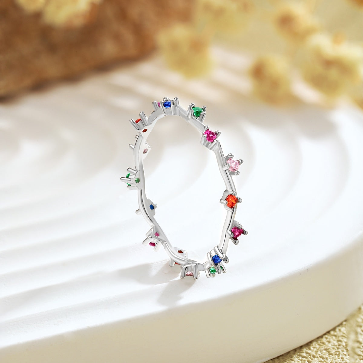 [Vivid Aurora]Radiant Colorful Round Cut Daily Ring