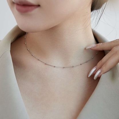 [Vivid Aurora]Small Bead Clavicle Chain Simple Necklace