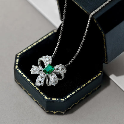 [Vivid Aurora]Luxurious Flower Shape Emerald Cut Necklace