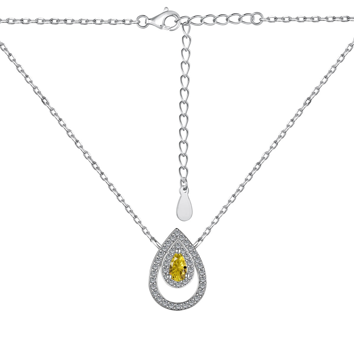 [Vivid Aurora]Sparkling Pear Cut Necklace